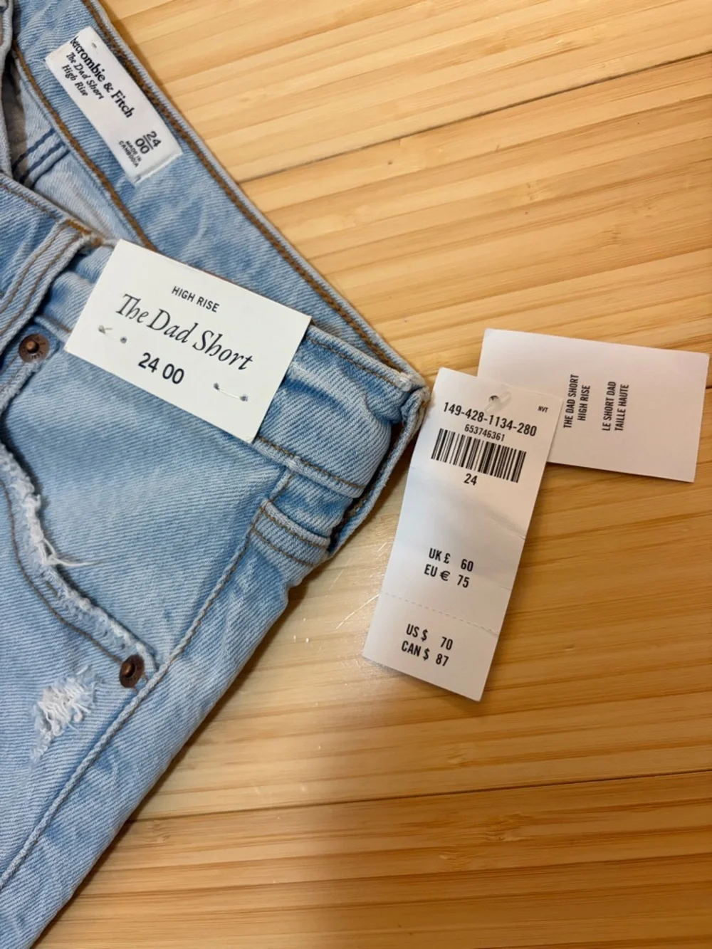 Abercrombie & Fitch High Rise The Dad Short Women's Size 24/00 - Blue NWT - Picture 2 of 5